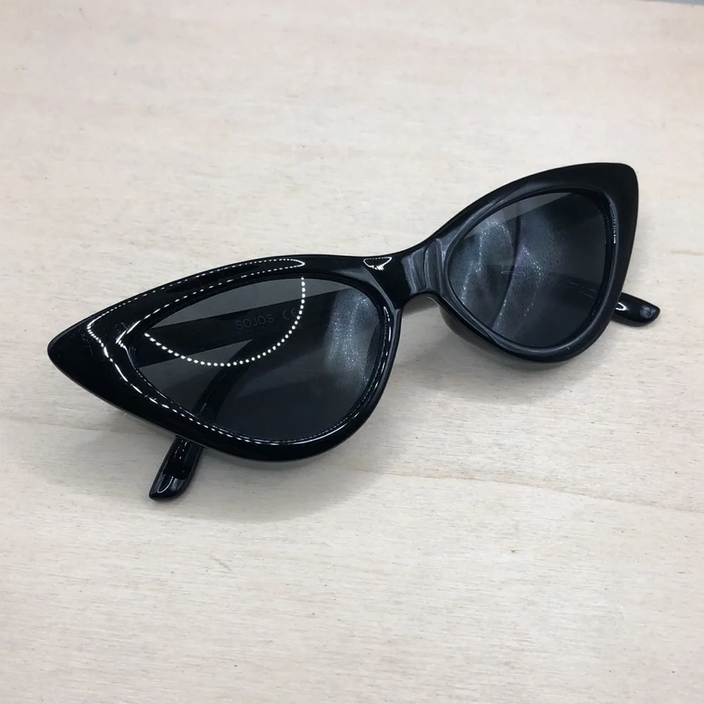 SOJOS Retro Vintage Style Narrow Cat Eye Sunglasses for Women Black